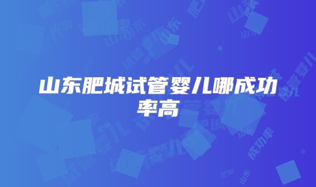 山东肥城试管婴儿哪成功率高