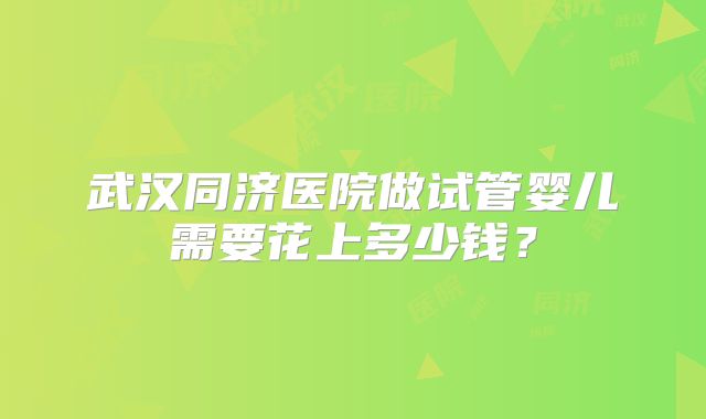 武汉同济医院做试管婴儿需要花上多少钱？
