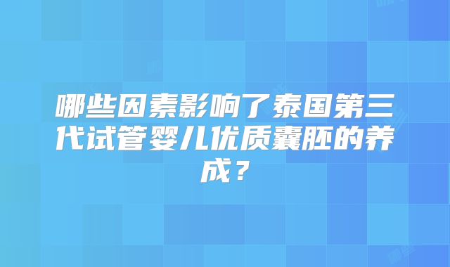 哪些因素影响了泰国第三代试管婴儿优质囊胚的养成？