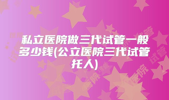 私立医院做三代试管一般多少钱(公立医院三代试管托人)