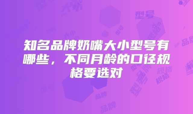 知名品牌奶嘴大小型号有哪些,不同月龄的口径规格要选对