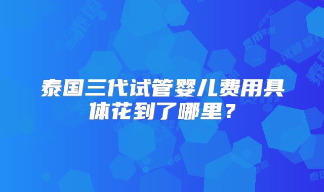 泰国三代试管婴儿费用具体花到了哪里?