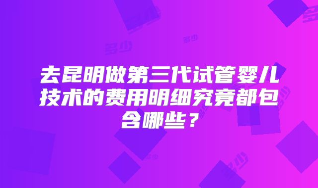 去昆明做第三代试管婴儿技术的费用明细究竟都包含哪些？