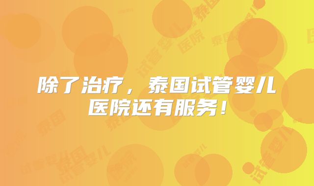 除了治疗，泰国试管婴儿医院还有服务！