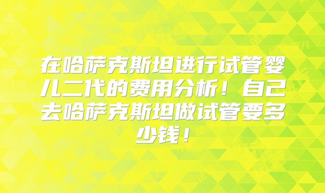 在哈萨克斯坦进行试管婴儿二代的费用分析！自己去哈萨克斯坦做试管要多少钱！