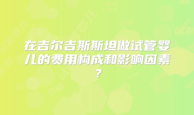 在吉尔吉斯斯坦做试管婴儿的费用构成和影响因素?