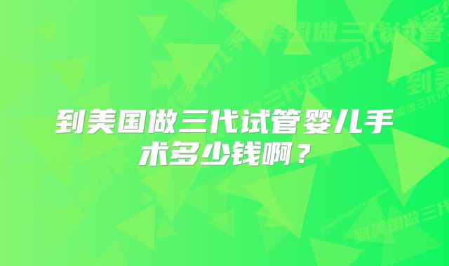 到美国做三代试管婴儿手术多少钱啊?