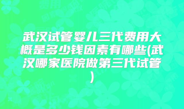 武汉试管婴儿三代费用大概是多少钱因素有哪些(武汉哪家医院做第三代试管)