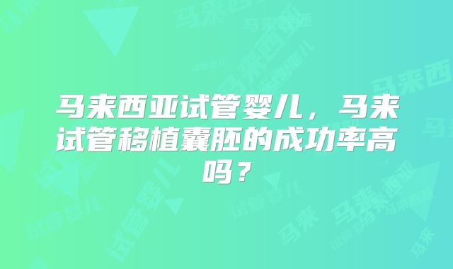 马来西亚试管婴儿，马来试管移植囊胚的成功率高吗？