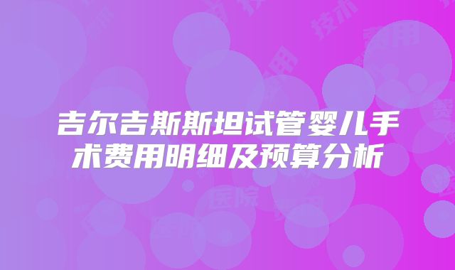 吉尔吉斯斯坦试管婴儿手术费用明细及预算分析