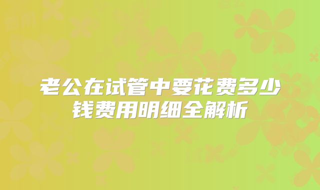 老公在试管中要花费多少钱费用明细全解析