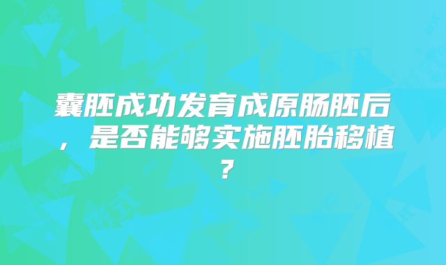 囊胚成功发育成原肠胚后，是否能够实施胚胎移植？