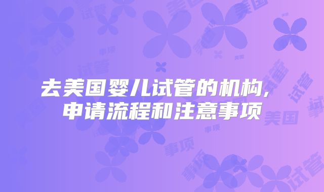 去美国婴儿试管的机构, 申请流程和注意事项