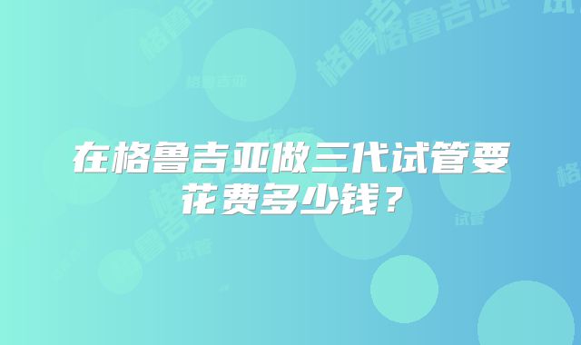 在格鲁吉亚做三代试管要花费多少钱？