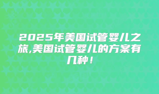 2025年美国试管婴儿之旅,美国试管婴儿的方案有几种!