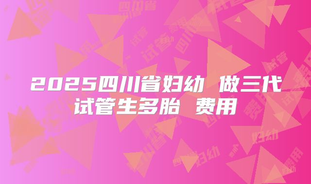 2025四川省妇幼 做三代试管生多胎 费用