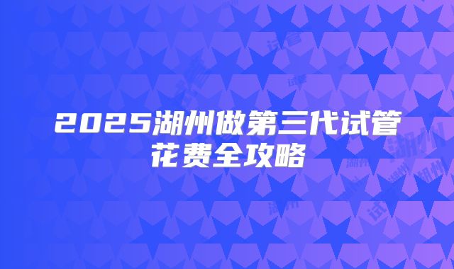 2025湖州做第三代试管花费全攻略