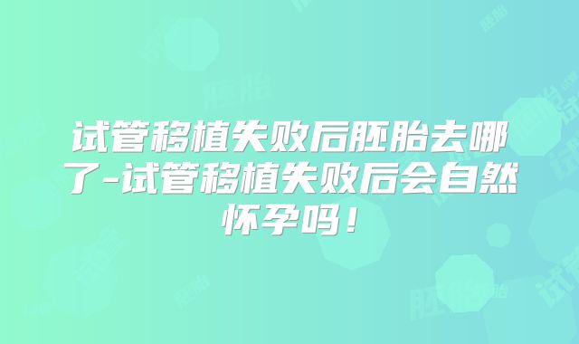 试管移植失败后胚胎去哪了-试管移植失败后会自然怀孕吗！