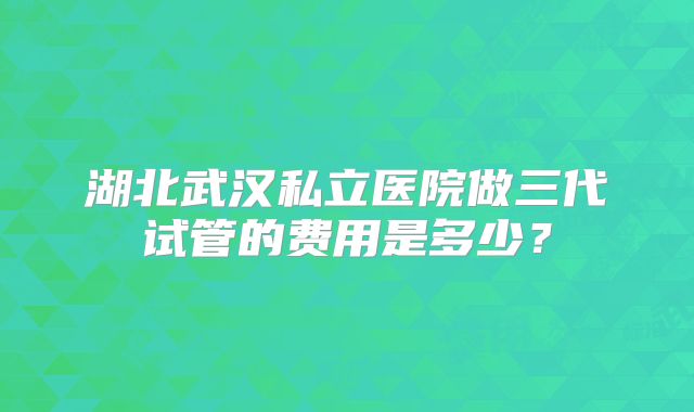 湖北武汉私立医院做三代试管的费用是多少？