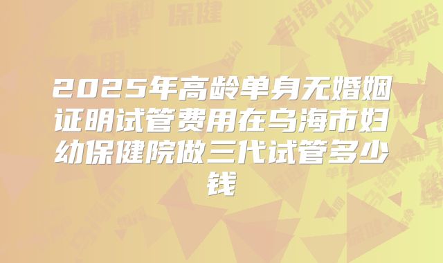 2025年高龄单身无婚姻证明试管费用在乌海市妇幼保健院做三代试管多少钱