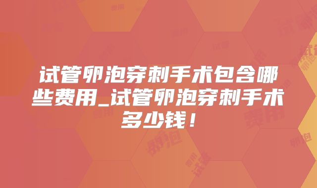 试管卵泡穿刺手术包含哪些费用_试管卵泡穿刺手术多少钱！