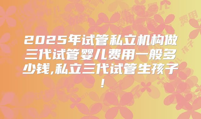 2025年试管私立机构做三代试管婴儿费用一般多少钱,私立三代试管生孩子！