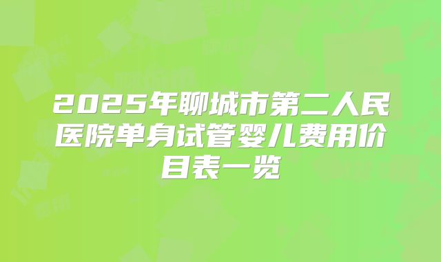 2025年聊城市第二人民医院单身试管婴儿费用价目表一览