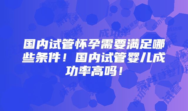 国内试管怀孕需要满足哪些条件！国内试管婴儿成功率高吗！