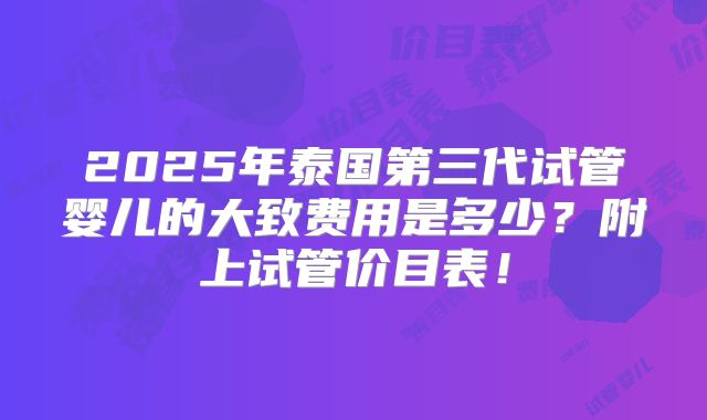 2025年泰国第三代试管婴儿的大致费用是多少?附上试管价目表!