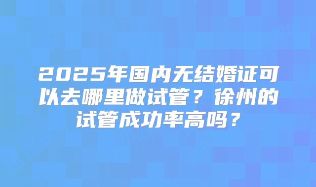 2025年国内无结婚证可以去哪里做试管？徐州的试管成功率高吗？