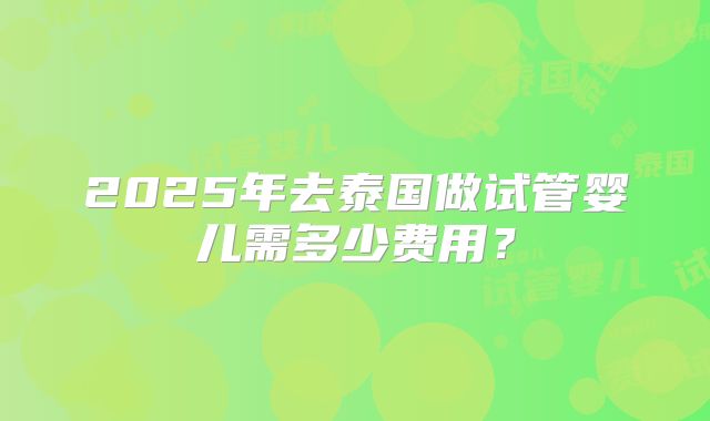 2025年去泰国做试管婴儿需多少费用？