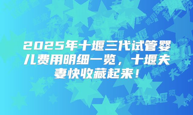 2025年十堰三代试管婴儿费用明细一览，十堰夫妻快收藏起来！