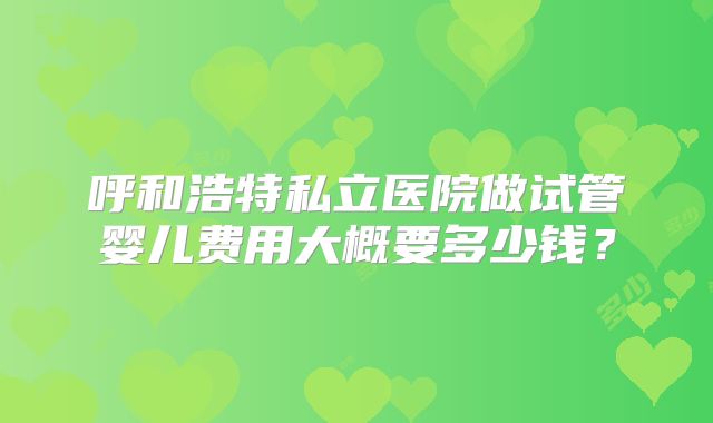 呼和浩特私立医院做试管婴儿费用大概要多少钱？