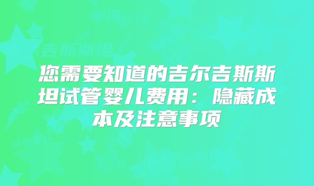 您需要知道的吉尔吉斯斯坦试管婴儿费用：隐藏成本及注意事项