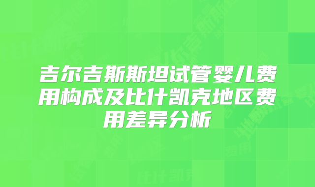 吉尔吉斯斯坦试管婴儿费用构成及比什凯克地区费用差异分析