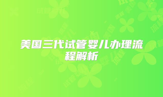 美国三代试管婴儿办理流程解析