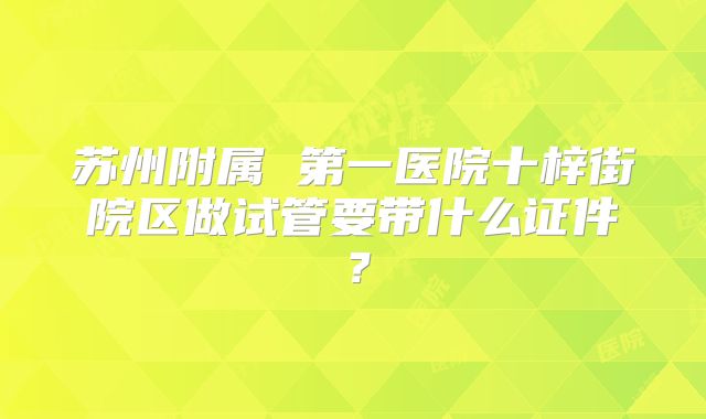 苏州附属 第一医院十梓街院区做试管要带什么证件？