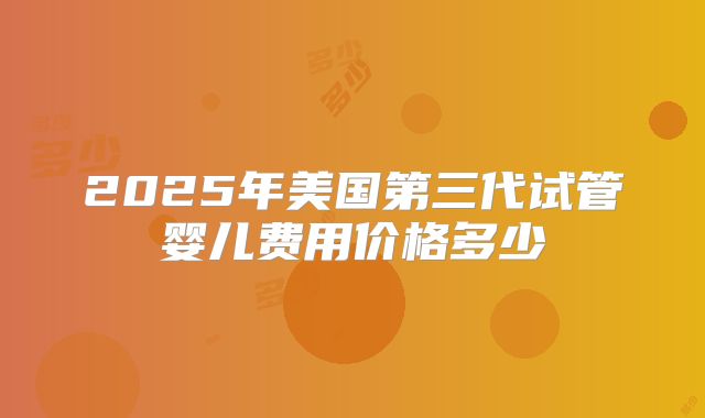 2025年美国第三代试管婴儿费用价格多少
