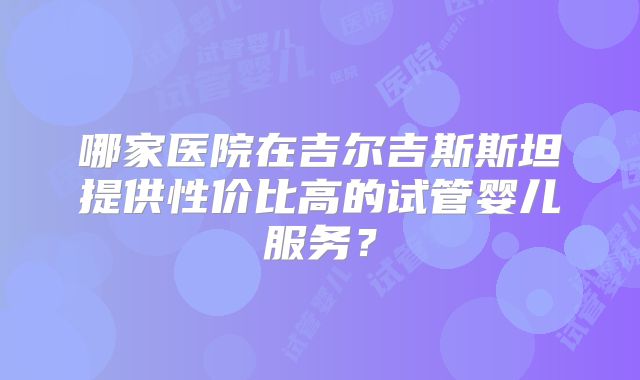 哪家医院在吉尔吉斯斯坦提供性价比高的试管婴儿服务？