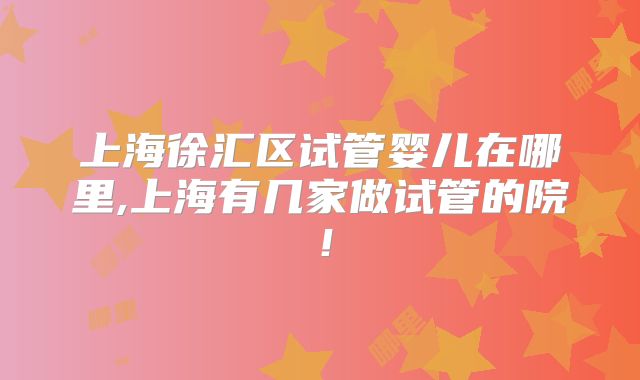 上海徐汇区试管婴儿在哪里,上海有几家做试管的院!