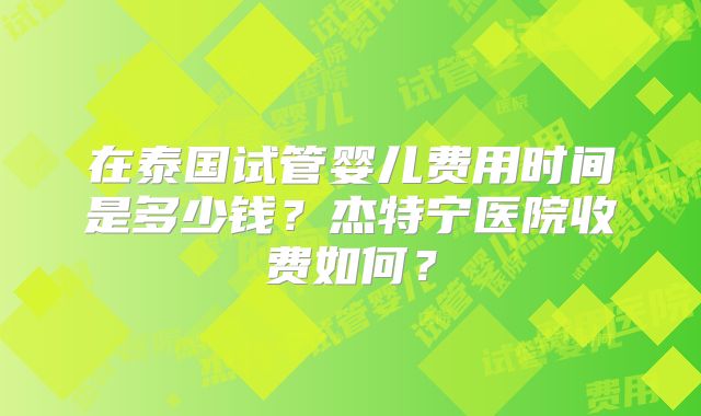 在泰国试管婴儿费用时间是多少钱？杰特宁医院收费如何？