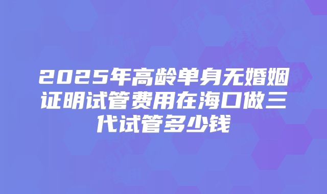 2025年高龄单身无婚姻证明试管费用在海口做三代试管多少钱