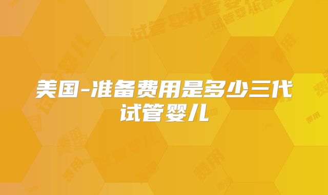 美国-准备费用是多少三代试管婴儿