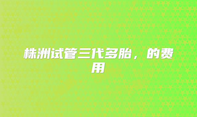株洲试管三代多胎，的费用