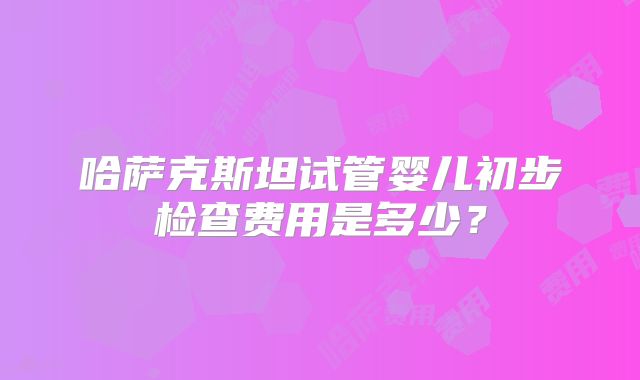 哈萨克斯坦试管婴儿初步检查费用是多少？