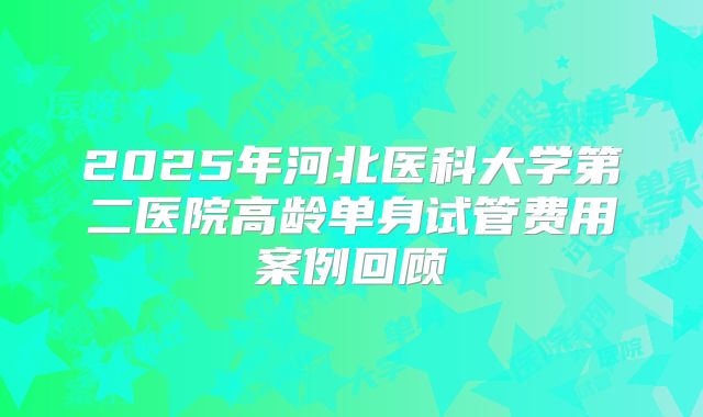 2025年河北医科大学第二医院高龄单身试管费用案例回顾