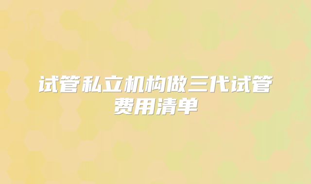 试管私立机构做三代试管费用清单
