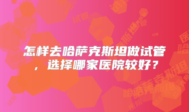 怎样去哈萨克斯坦做试管，选择哪家医院较好？