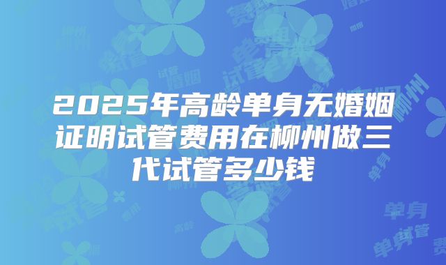 2025年高龄单身无婚姻证明试管费用在柳州做三代试管多少钱