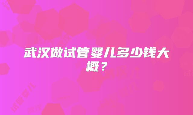 武汉做试管婴儿多少钱大概？